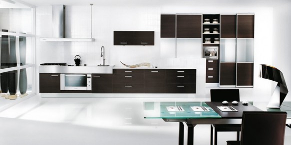 black and white themed kitchen