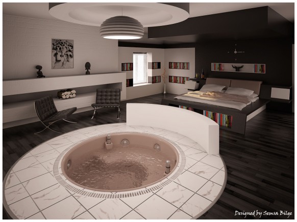 bedroom with tub