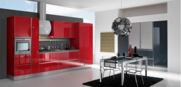 gatto cucine spa red kitchen interior