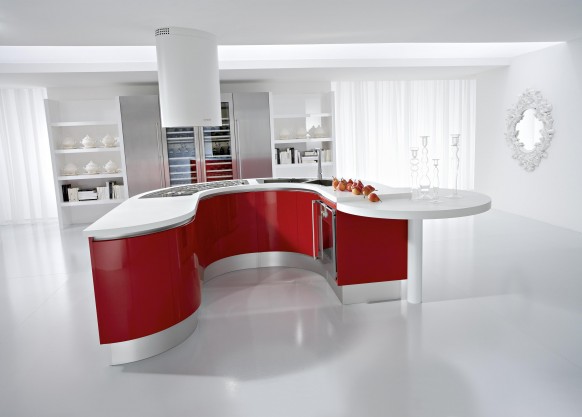 red white kitchen