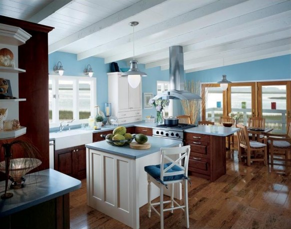 blue modular kitchen