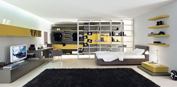 yellow-grey-bed-room