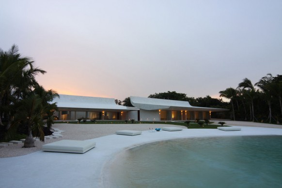 luxury house at sunset