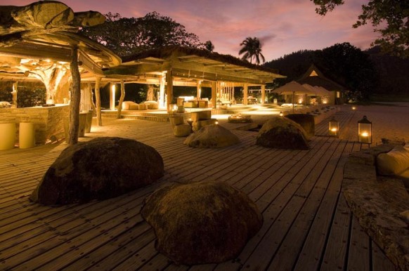 Private Island Seychelles - lit up at night