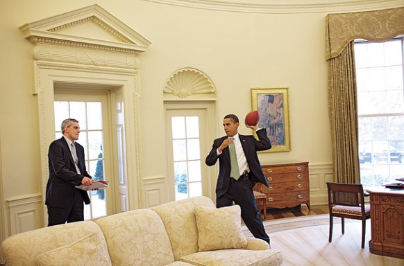 a playful moment at the oval office