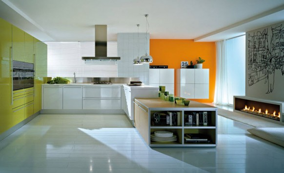 orange yellow kitchen designs