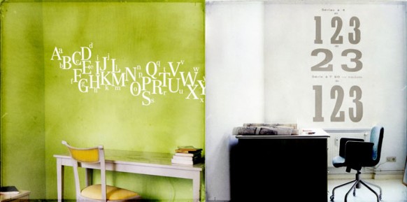 green and white wall decal1b