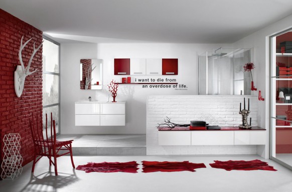 red and white delpha bathroom