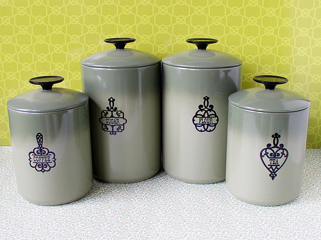 unusual tea coffee and sugar canisters