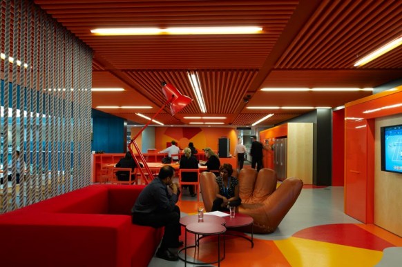 ANZ business centre creative colourful office spaces red