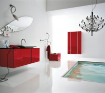 white red bathroom floor tub