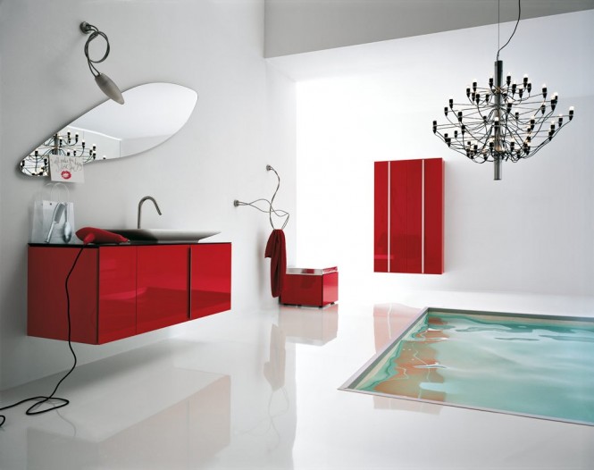 white red bathroom floor tub