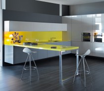 2 yellow feature kitchen