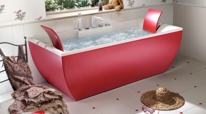 red bathtub