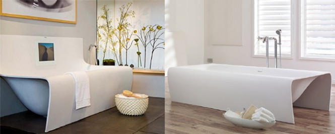 The Strip tub by Aquamass conjures images of waterfalls in a tropical paradise. It comes in freestanding or wall-mounted forms. [Via]