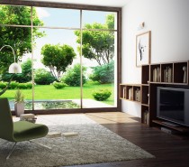 modern room with garden view