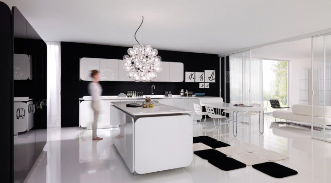 black white modern kitchen