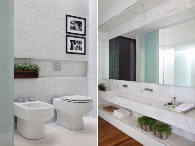 LA Home White Marble and Tiled Bath