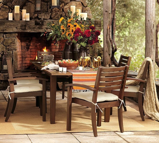 pottery barn wood dining table and chairs