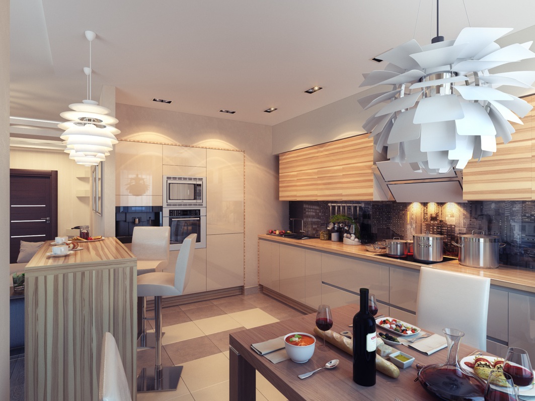 Kitchen With Ambient Lighting Interior Design Ideas