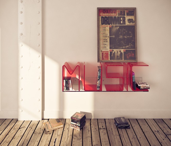 Anita red MUSIC shelf