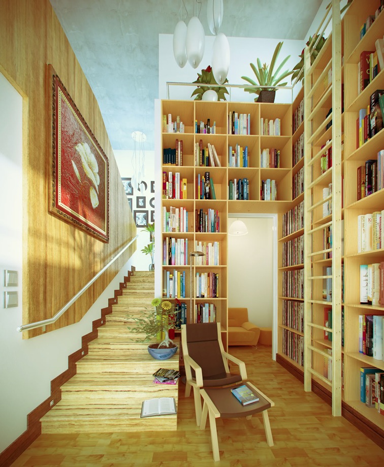 15 yellow white hall home library | Interior Design Ideas. - Like Architecture & Interior Design? Follow Us..