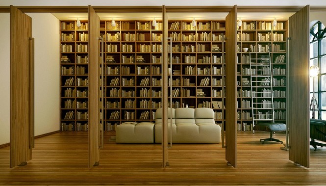 6 modern home library render