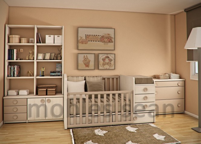 Brown white baby toddler small room