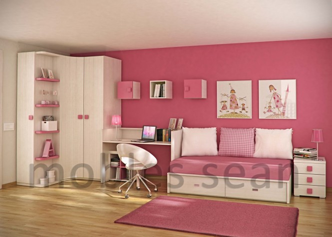 Pink white kids room