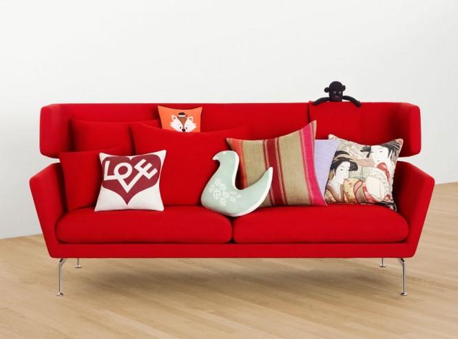 Red modern sofa cushions