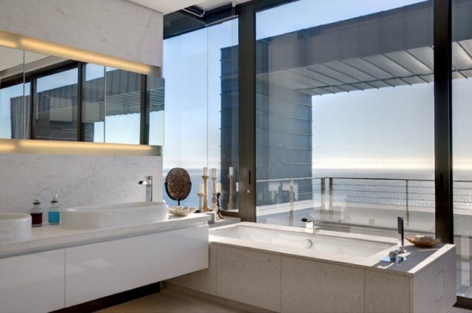 White contemporary bathroom suite