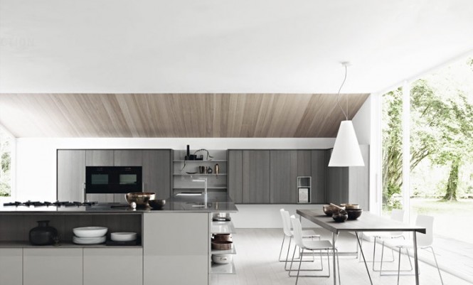 gloss ash white modern kitchen
