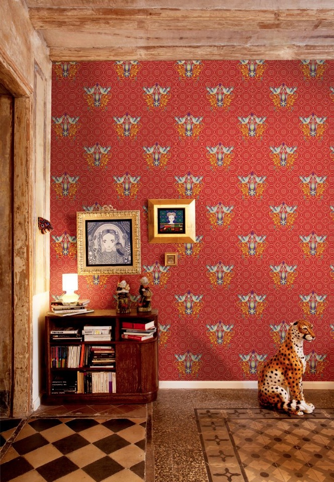 red yellow wallpaper | Interior Design Ideas