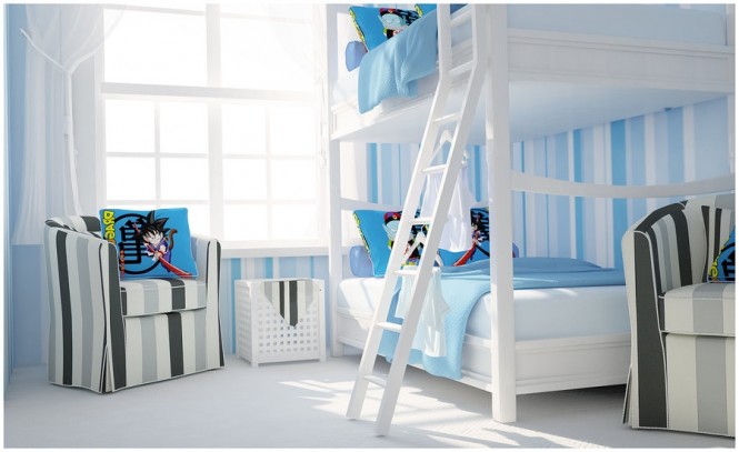 contemporary garden ideas Blue and White Stripe Kids Room | 665 x 407