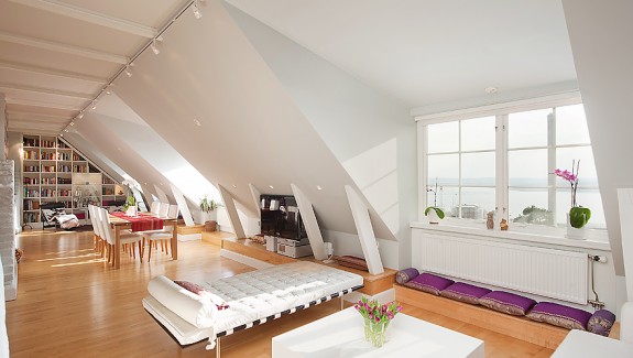 Stockholm Attic with Stepped Walls & Steep Ceilings