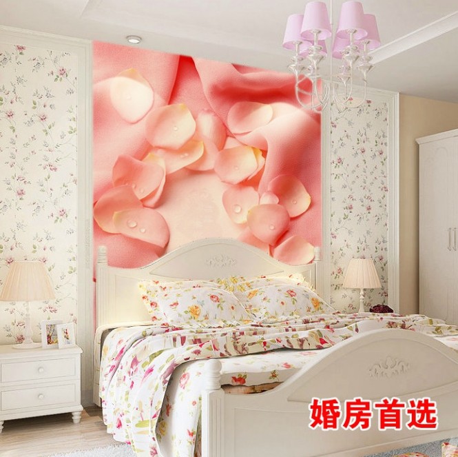 Pink white bedroom floral headboard