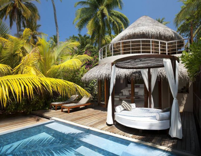 There are several stunning designs in the holiday haven, including a bi-level Beach Oasis where you can venture beyond the decks onto your own private sweep of pristine beach. After a tough day of lounging under a cloudless sky you can retire to a bathtub under the stars in the open roofed bathing area, or splash out in the rainforest shower.