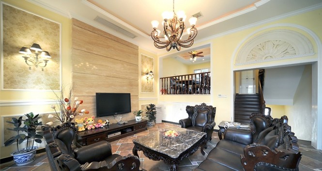 wood paneling traditional living room
