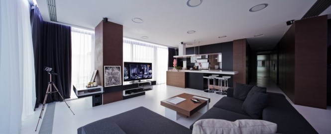 Black brown living room