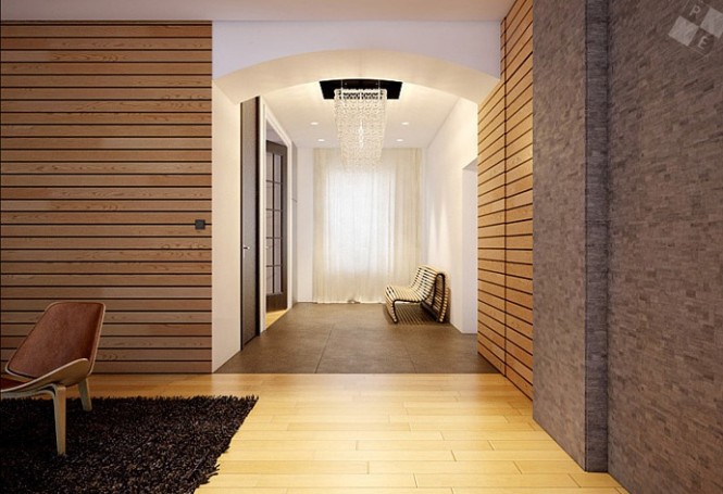 Modern wood clad interior walls