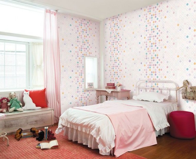 Pink white girls bedroom