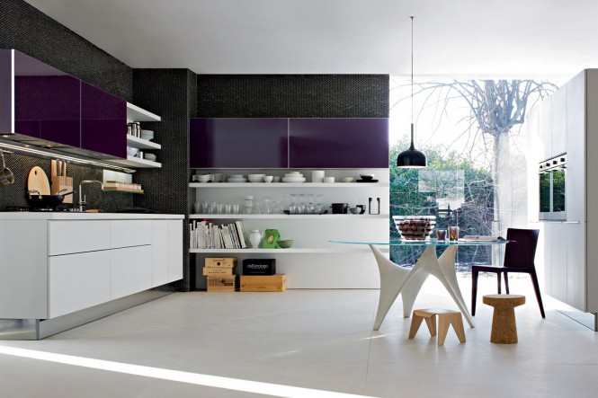 Purple kitchen cabinets