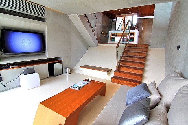 White living room modern staircase