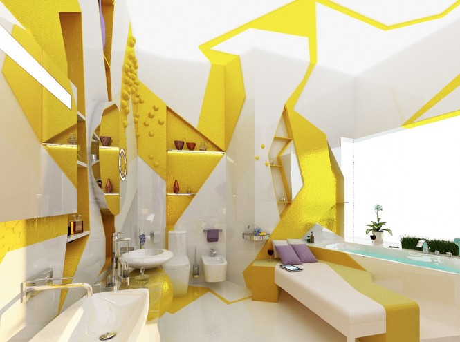 Yellow white decor compact apartment design