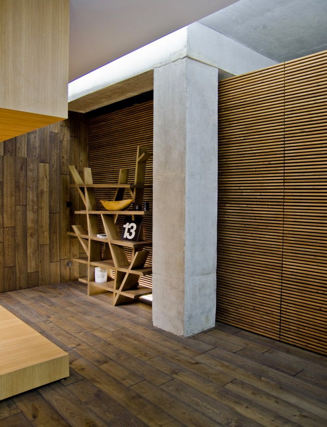 contemporary wood cladding flooring