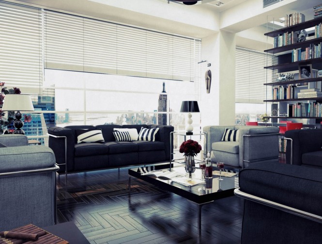 Via Kalando81Here we're looking at décor with a slightly industrial edge, or a subtly masculine air about it, where plain robust fabrics rule on furniture with metal detailing, surrounded by interesting worldly knickknacks and extensive book collections.