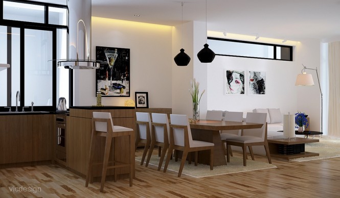 Black white oak dining suite kitchen lounge