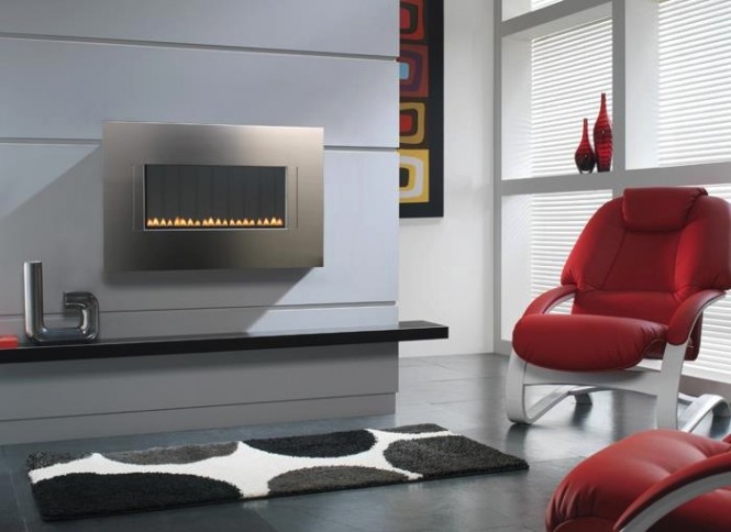 Modern metallic fireplace