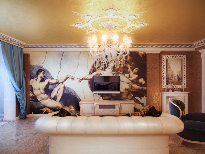 Classical style living room wall mural