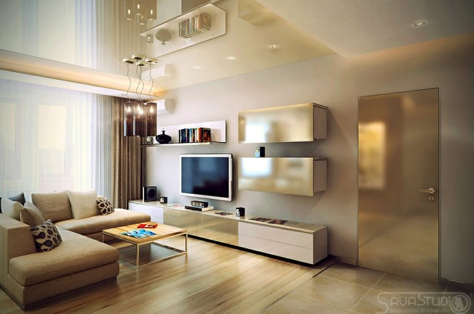 Neutral living room L shaped sofa